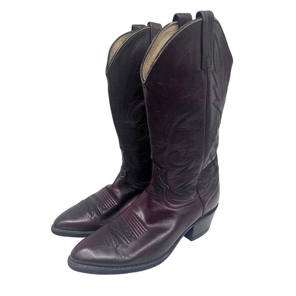 Dan Post Mens Burgundy Leather Tall Western Cowboy Boots US 8D Pull On USA 16773